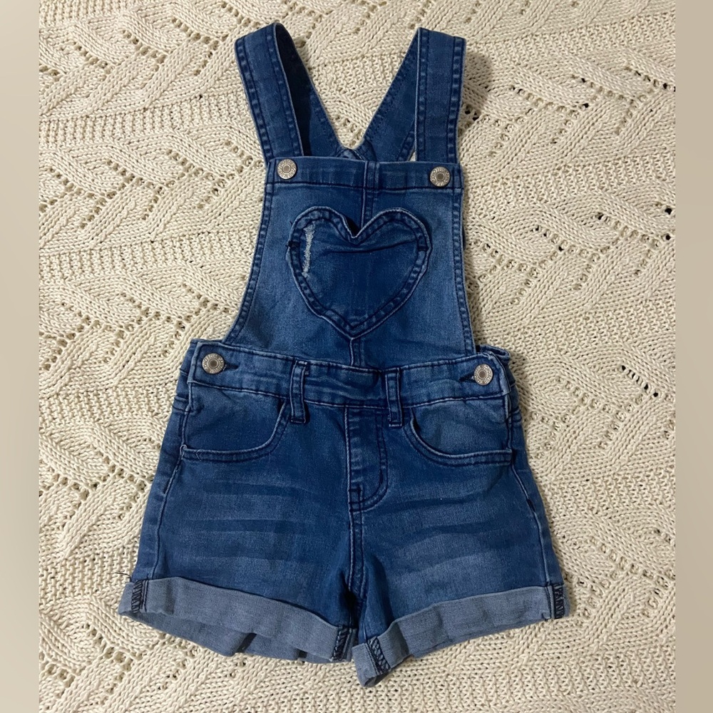 Denim Heart Kids Overalls